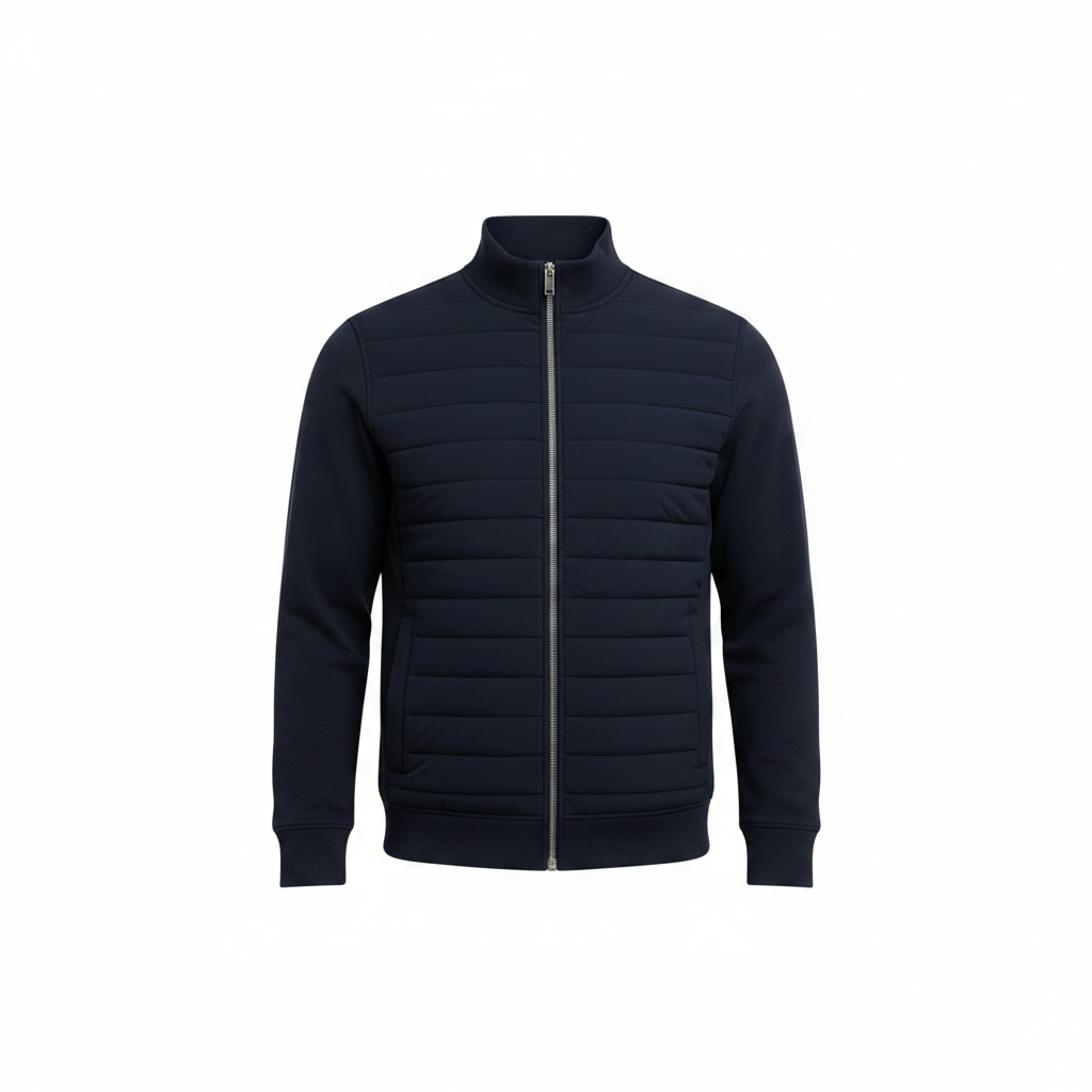Men’s Hybrid Quilted Jacket – Windproof Autumn Winter Layer for Smart Casual Wear