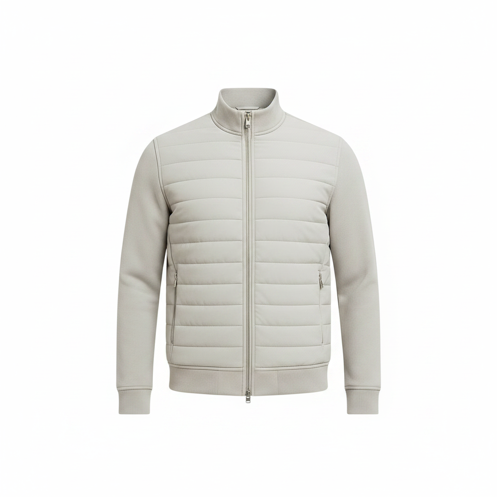 Men’s Hybrid Quilted Jacket – Windproof Autumn Winter Layer for Smart Casual Wear