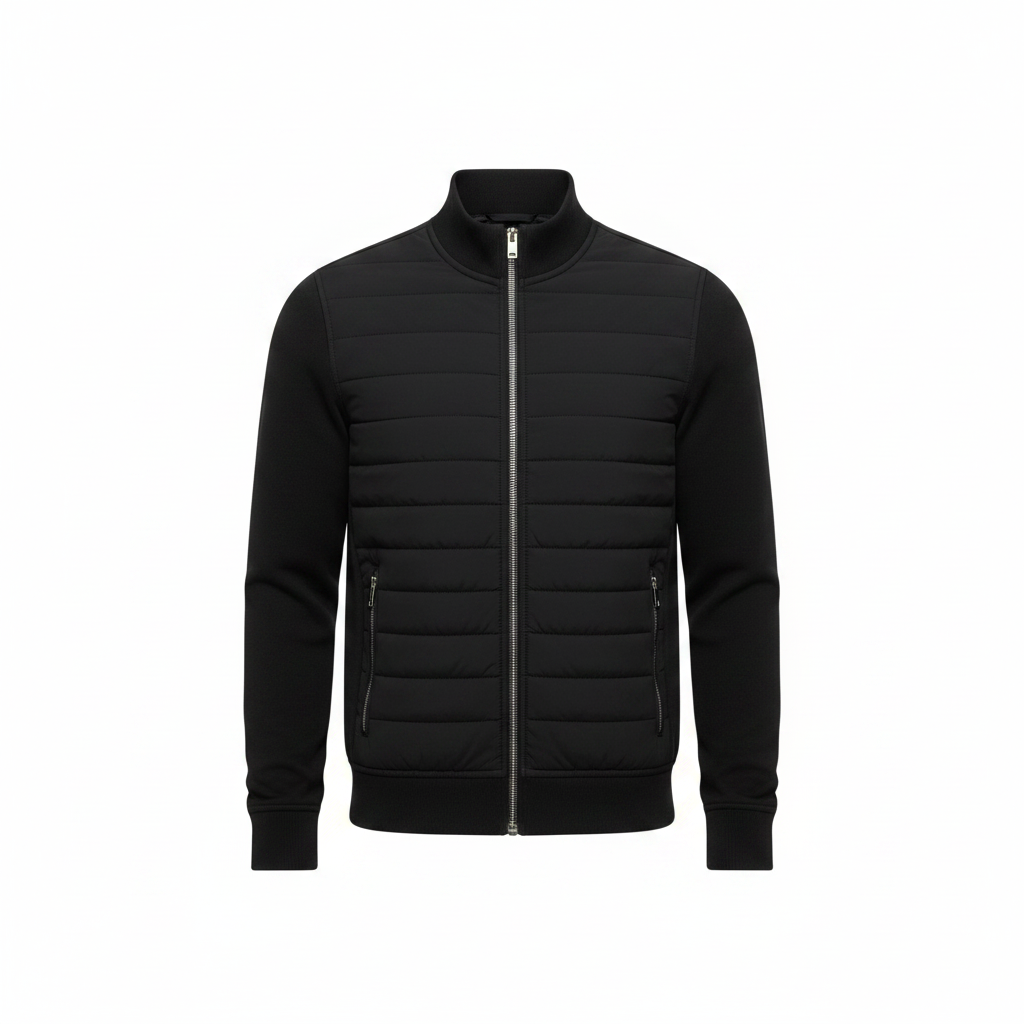 Men’s Hybrid Quilted Jacket – Windproof Autumn Winter Layer for Smart Casual Wear