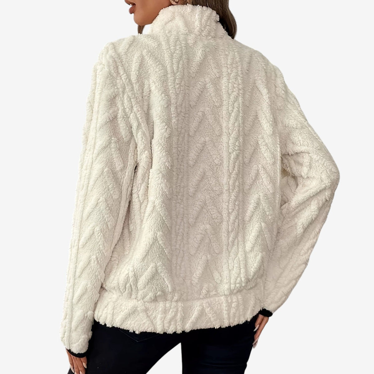 Women’s Plush Half-Zip Pullover – Cosy High-Collar Layer for Autumn and Winter