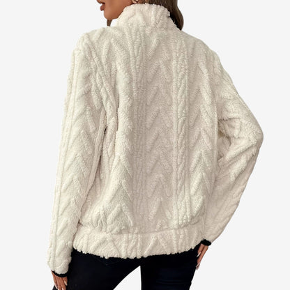 Women’s Plush Half-Zip Pullover – Cosy High-Collar Layer for Autumn and Winter