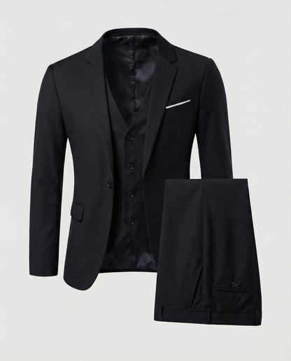 Men’s Slim-Fit Formal Suit – Modern Three-Piece Tailoring for Weddings and Business