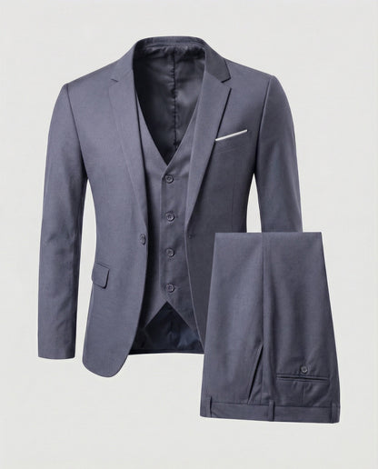 Men’s Slim-Fit Formal Suit – Modern Three-Piece Tailoring for Weddings and Business