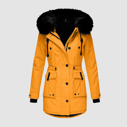 Women’s Waterproof Faux-Fur Hooded Winter Parka – Windproof Thermal Longline Layer for Everyday Cold-Weather Wear