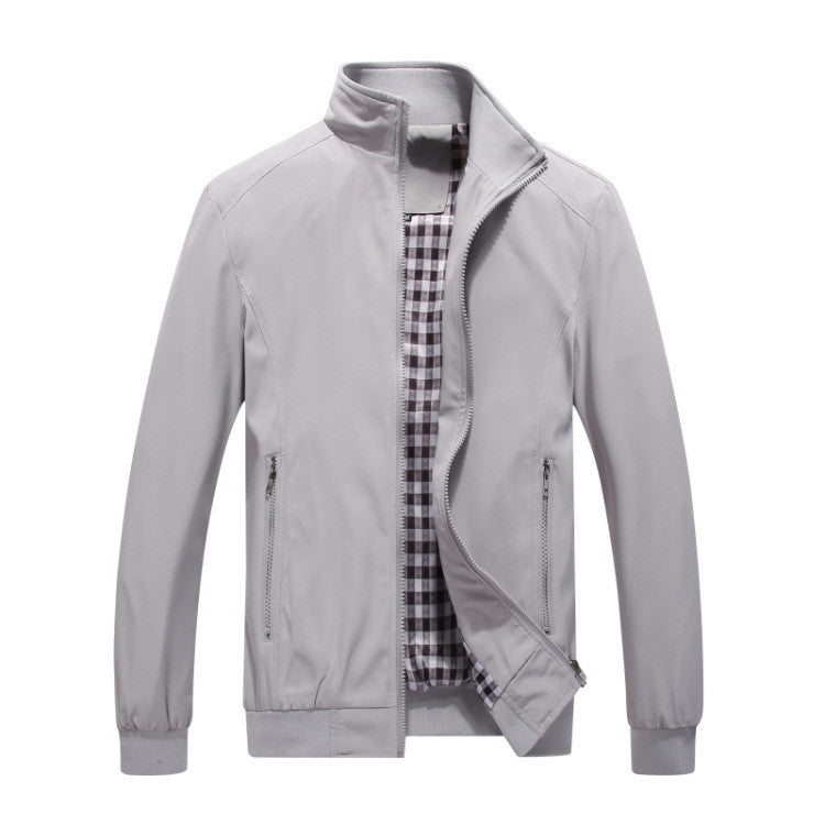Men’s Stain-Resistant Stand-Collar Jacket – Lightweight Zip Layer for Transitional Wear