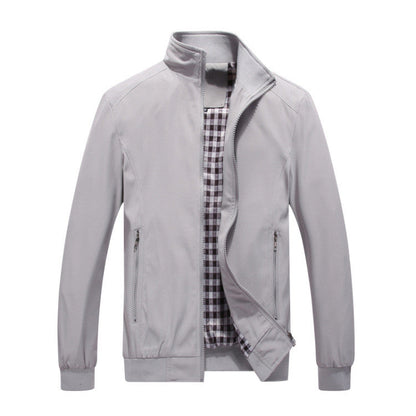 Men’s Stain-Resistant Stand-Collar Jacket – Lightweight Zip Layer for Transitional Wear