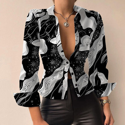Women’s PU Leather Tie-Front Shirt – Sleek Long-Sleeve Style for Evening Wear
