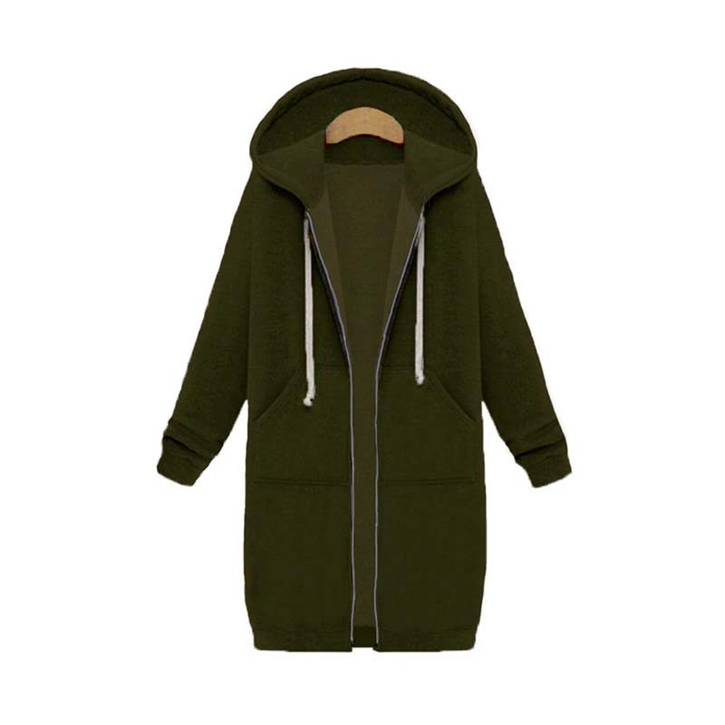Women’s Longline Zip-Up Hoodie – Relaxed Hooded Layer with Front Pockets