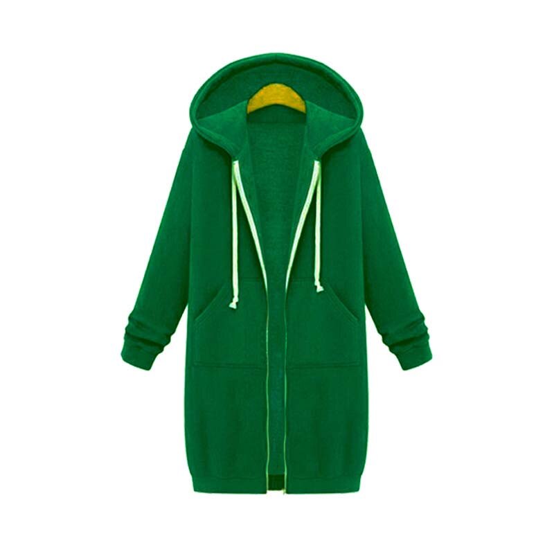 Women’s Longline Zip-Up Hoodie – Relaxed Hooded Layer with Front Pockets