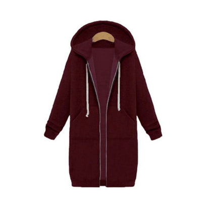Women’s Longline Zip-Up Hoodie – Relaxed Hooded Layer with Front Pockets