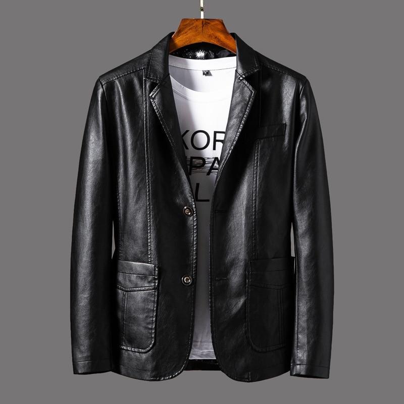 Men’s Leather-Look Blazer Jacket – Tailored Smart Casual Layer for Spring and Summer
