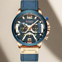 Men’s Multi-Dial Leather-Strap Watch – Sport-Inspired Statement Timepiece for Everyday Wear