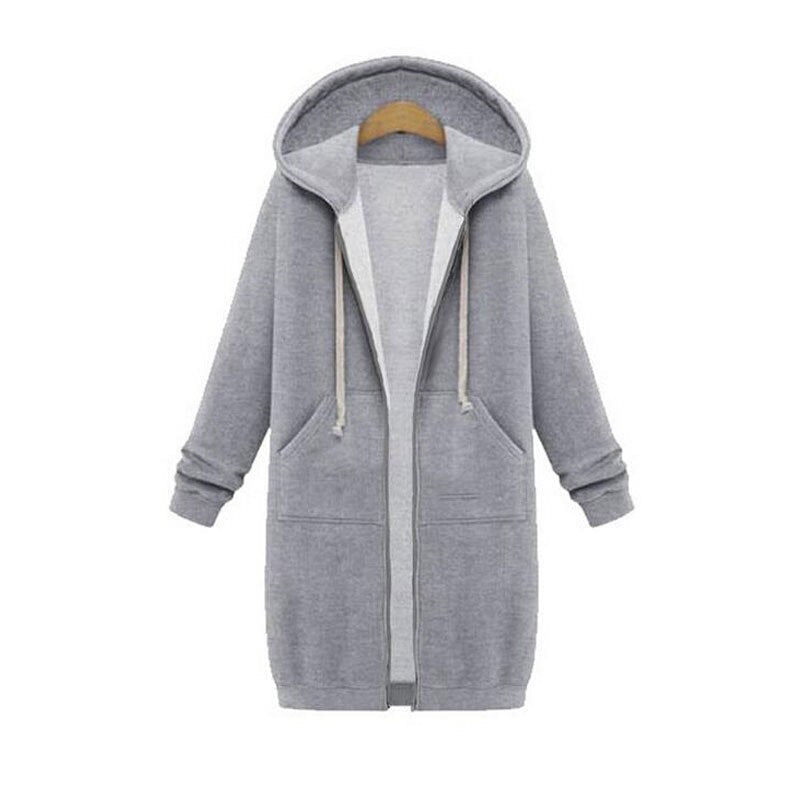 Women’s Longline Zip-Up Hoodie – Relaxed Hooded Layer with Front Pockets