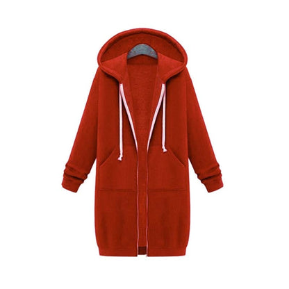 Women’s Longline Zip-Up Hoodie – Relaxed Hooded Layer with Front Pockets