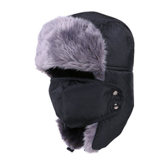 Unisex Insulated Winter Trapper Hat – Faux-Fur Aviator Cap with Detachable Face Mask and Ear Flaps