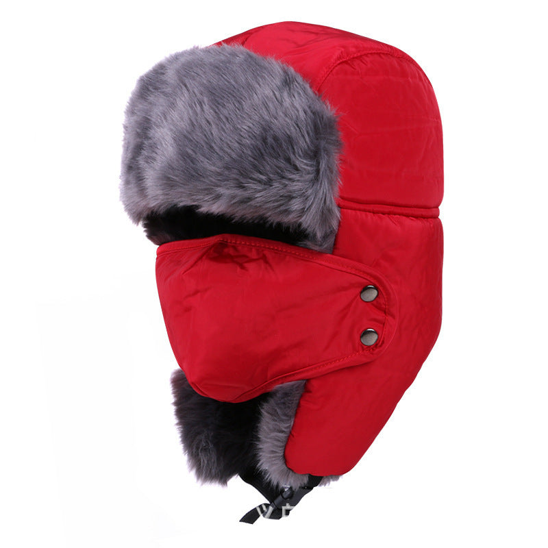 Unisex Insulated Winter Trapper Hat – Faux-Fur Aviator Cap with Detachable Face Mask and Ear Flaps
