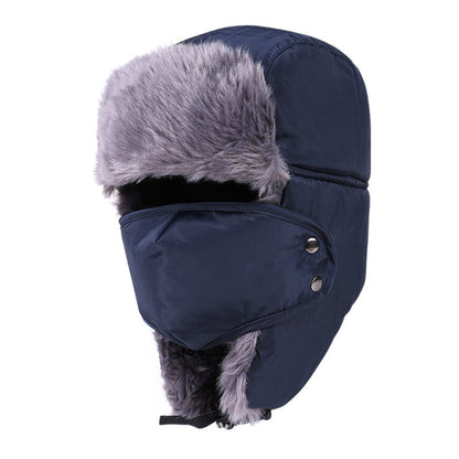 Unisex Insulated Winter Trapper Hat – Faux-Fur Aviator Cap with Detachable Face Mask and Ear Flaps