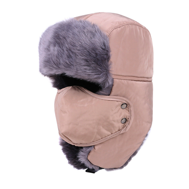 Unisex Insulated Winter Trapper Hat – Faux-Fur Aviator Cap with Detachable Face Mask and Ear Flaps