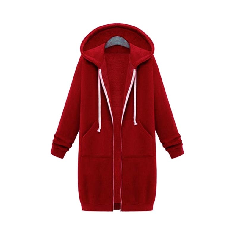 Women’s Longline Zip-Up Hoodie – Relaxed Hooded Layer with Front Pockets