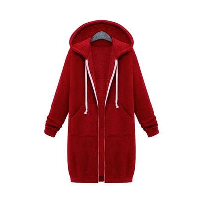 Women’s Longline Zip-Up Hoodie – Relaxed Hooded Layer with Front Pockets