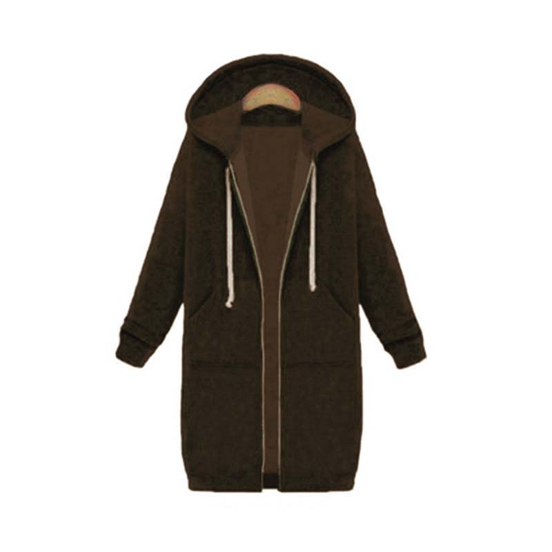 Women’s Longline Zip-Up Hoodie – Relaxed Hooded Layer with Front Pockets