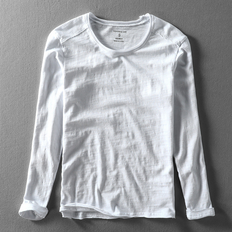 Men’s Long-Sleeve Top – Crew Neck with Fine Textured Surface