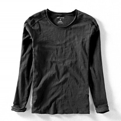 Men’s Long-Sleeve Top – Crew Neck with Fine Textured Surface