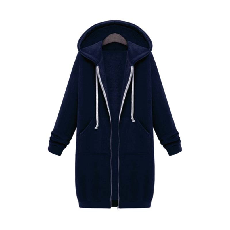 Women’s Longline Zip-Up Hoodie – Relaxed Hooded Layer with Front Pockets