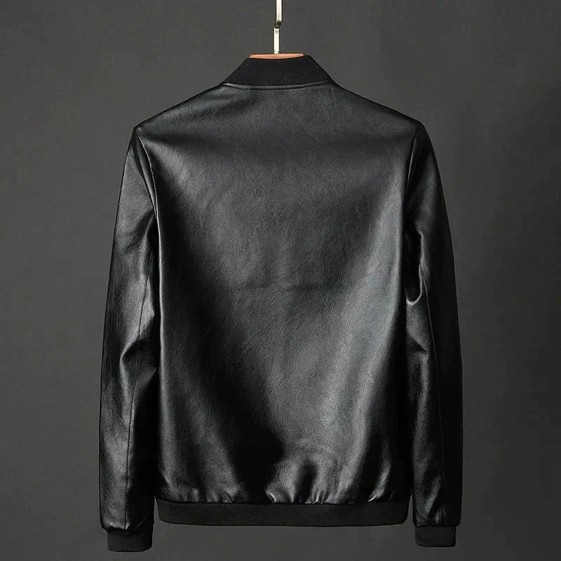 Men’s PU Leather Bomber Jacket – Sleek Zip-Up Layer for Smart Casual Wear