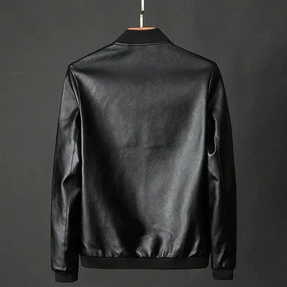 Men’s PU Leather Bomber Jacket – Sleek Zip-Up Layer for Smart Casual Wear