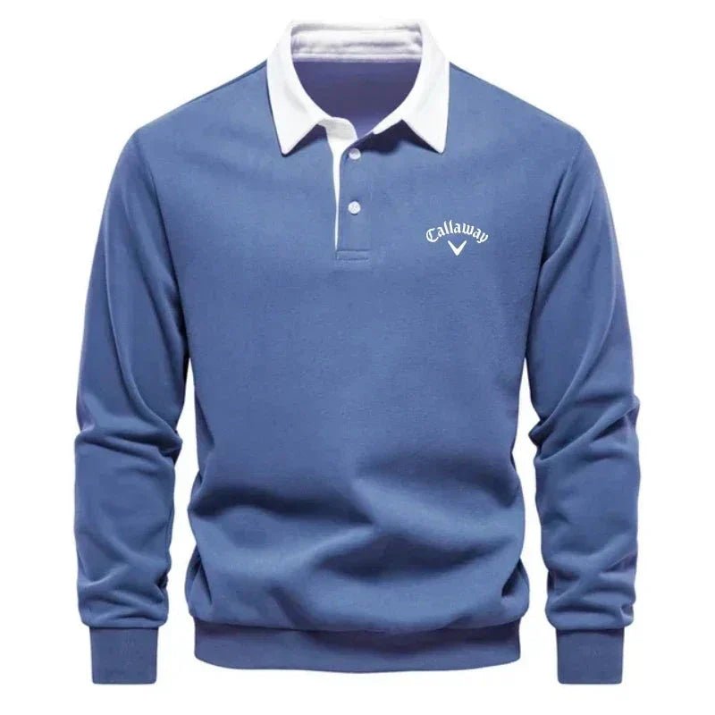 Men’s Cotton Blend Polo Sweater with Contrast Collar – Breathable Slim-Fit Knit for Smart Casual Wear