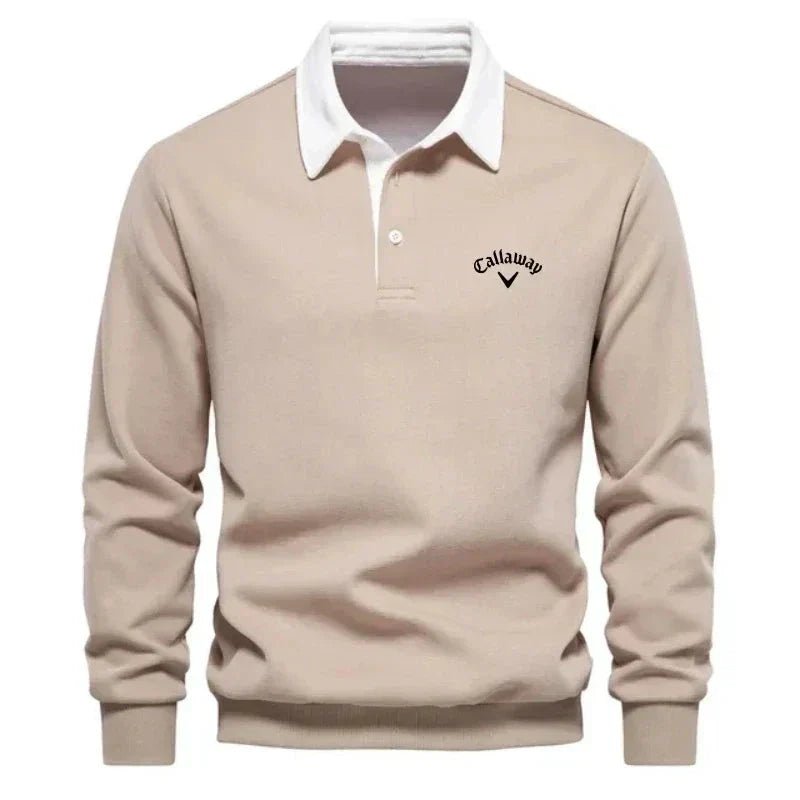 Men’s Cotton Blend Polo Sweater with Contrast Collar – Breathable Slim-Fit Knit for Smart Casual Wear
