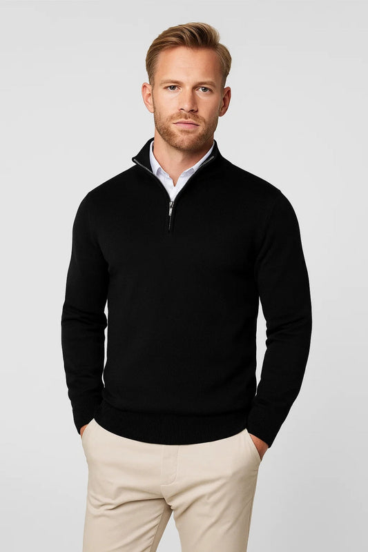 Men’s Half Zip Knit Pullover – High Collar Winter Sweater