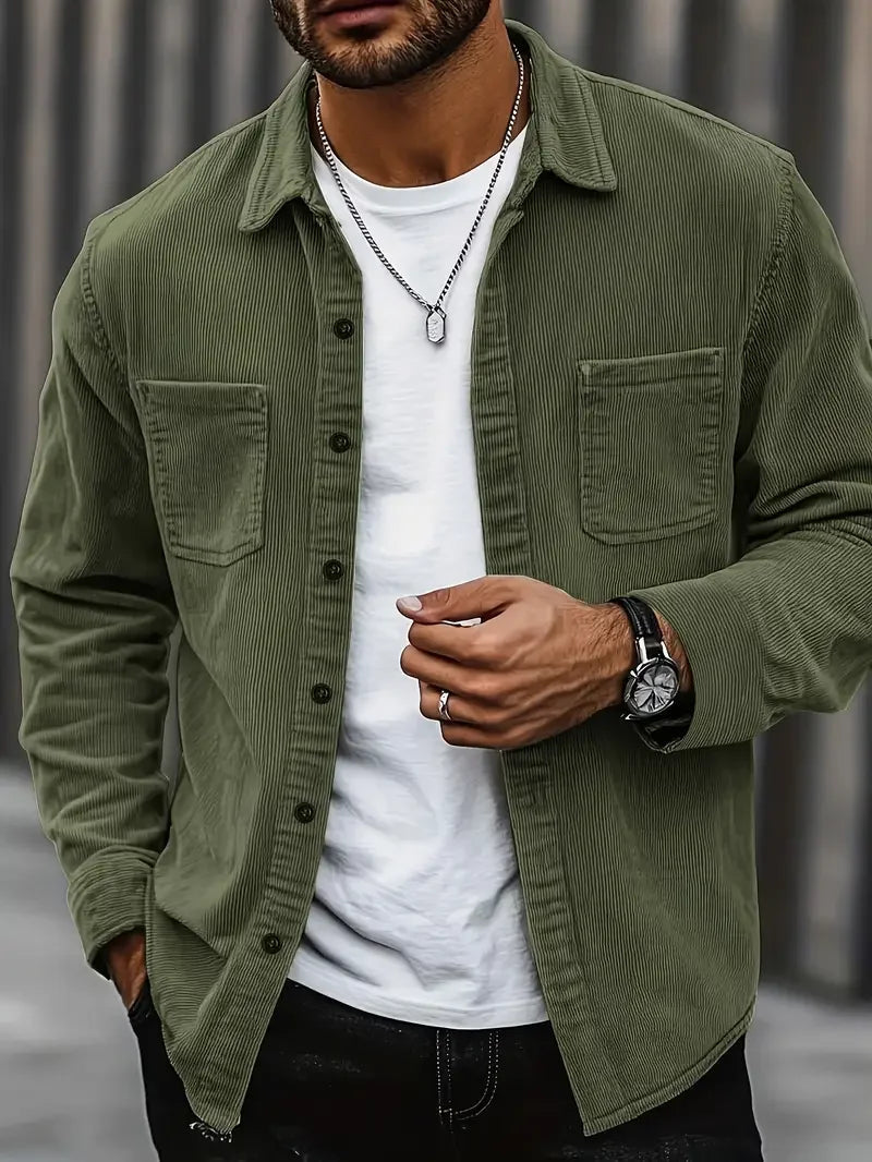 Men’s Shirt Jacket – Flap Chest Pockets with Full Button Placket