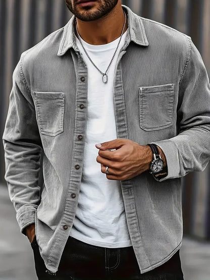 Men’s Shirt Jacket – Flap Chest Pockets with Full Button Placket