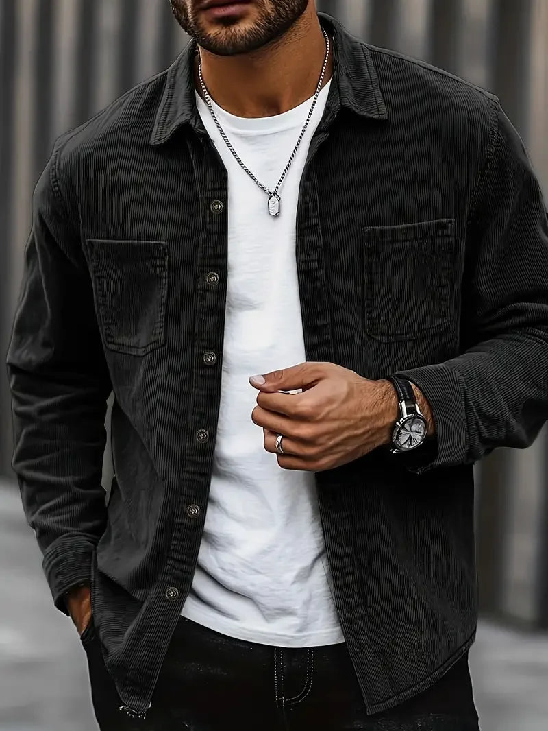 Men’s Shirt Jacket – Flap Chest Pockets with Full Button Placket