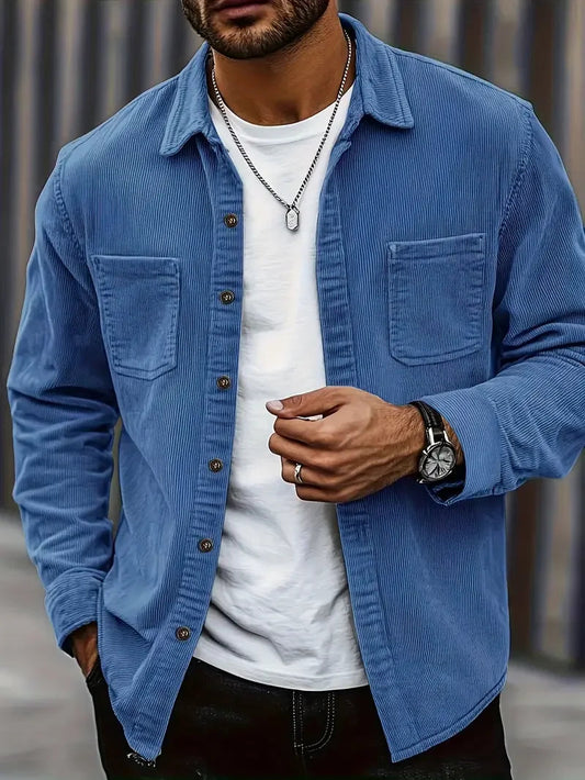 Men’s Shirt Jacket – Flap Chest Pockets with Full Button Placket