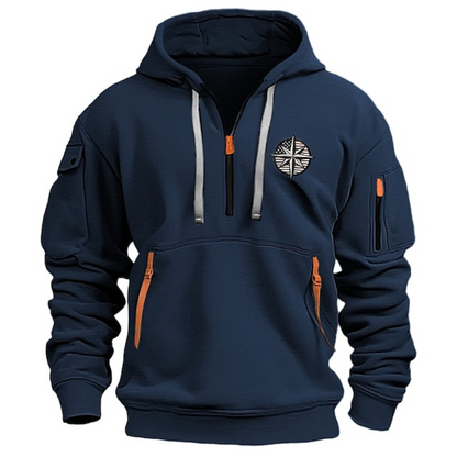 Men’s Half-Zip Utility Hoodie – Functional Multi-Pocket Sweatshirt for Cooler Days