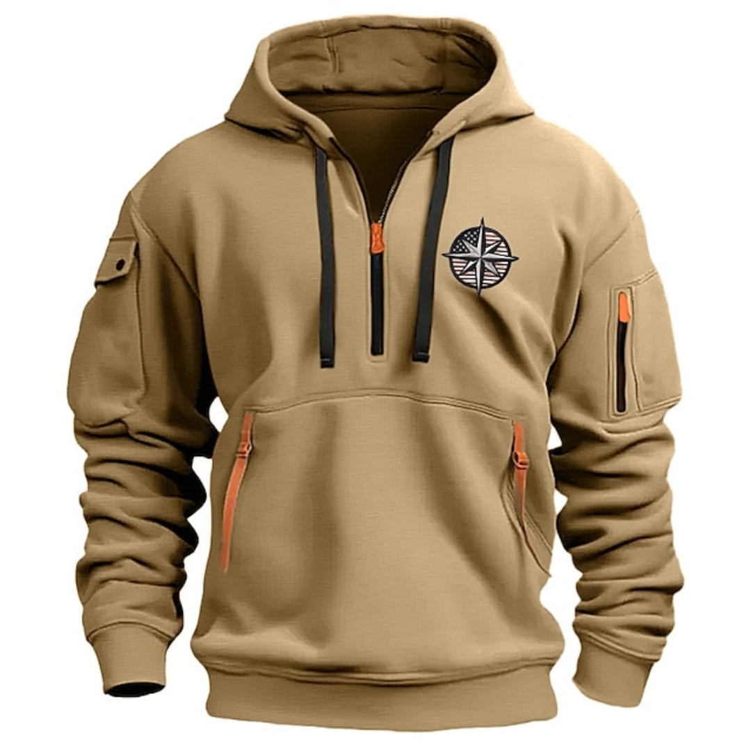 Men’s Half-Zip Utility Hoodie – Functional Multi-Pocket Sweatshirt for Cooler Days
