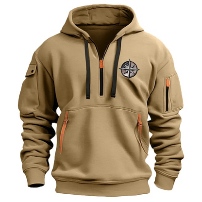 Men’s Half-Zip Utility Hoodie – Functional Multi-Pocket Sweatshirt for Cooler Days