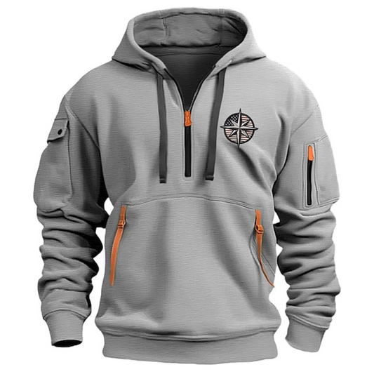 Men’s Half-Zip Utility Hoodie – Functional Multi-Pocket Sweatshirt for Cooler Days
