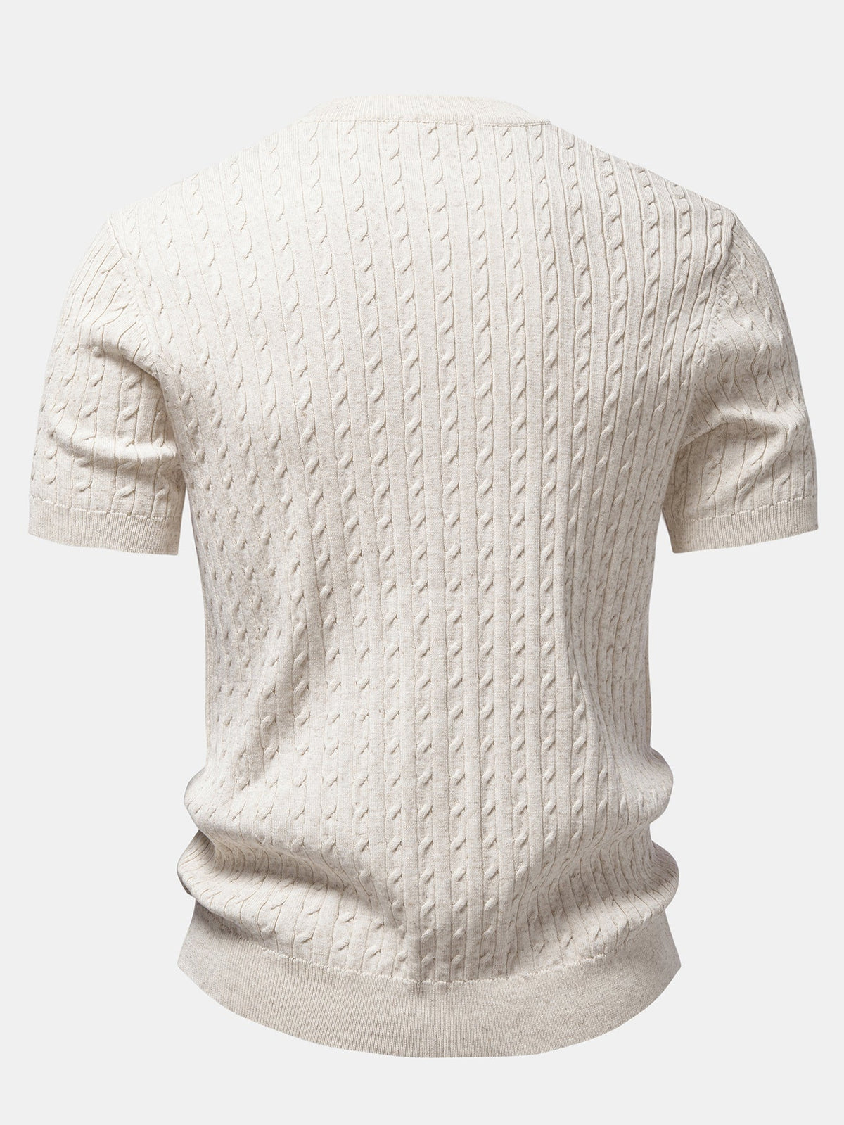 Men’s Cable-Knit Button Shirt with Tapered Trousers – Refined Smart Casual Set