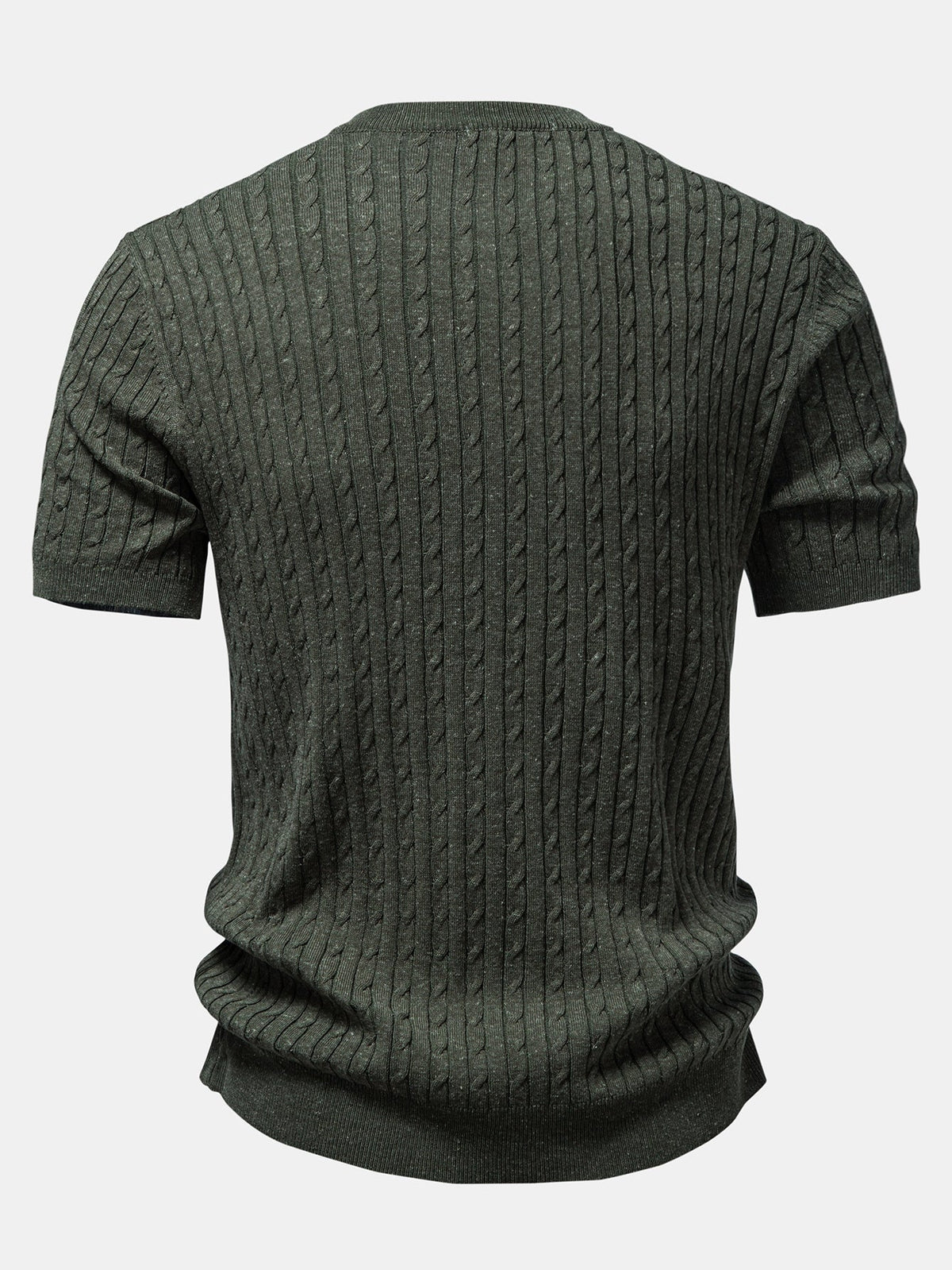 Men’s Cable-Knit Button Shirt with Tapered Trousers – Refined Smart Casual Set