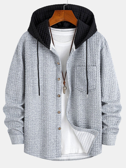Men’s Waffle Hooded Shirt and Jogger Set – Textured Weekend Casualwear