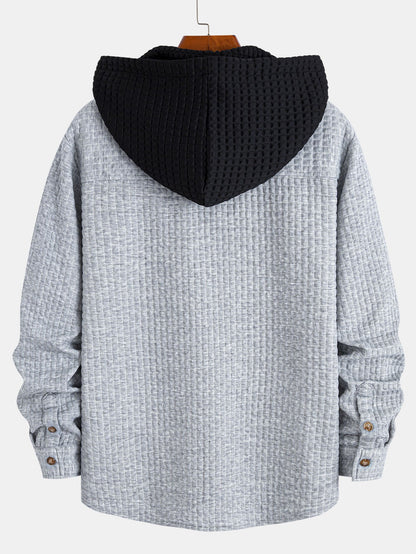 Men’s Waffle Hooded Shirt and Jogger Set – Textured Weekend Casualwear