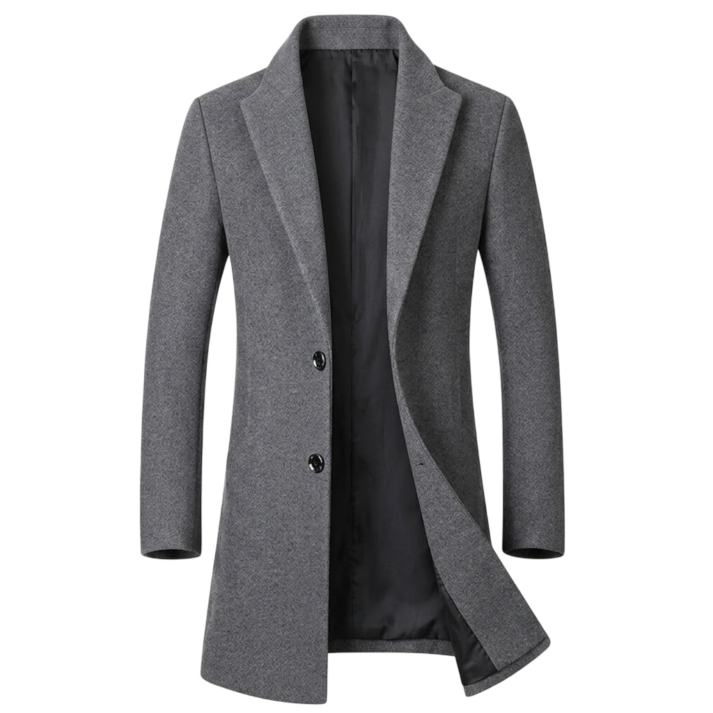Men’s Tweed Formal Coat – Refined Mid-Length Layer for Business and City Wear