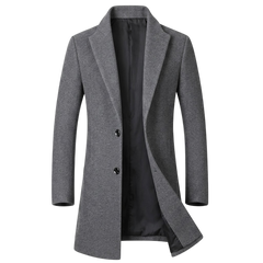 Men’s Tweed Formal Coat – Refined Mid-Length Layer for Business and City Wear