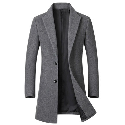 Men’s Tweed Formal Coat – Refined Mid-Length Layer for Business and City Wear