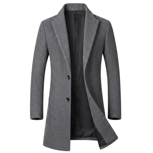 Men’s Tweed Formal Coat – Refined Mid-Length Layer for Business and City Wear