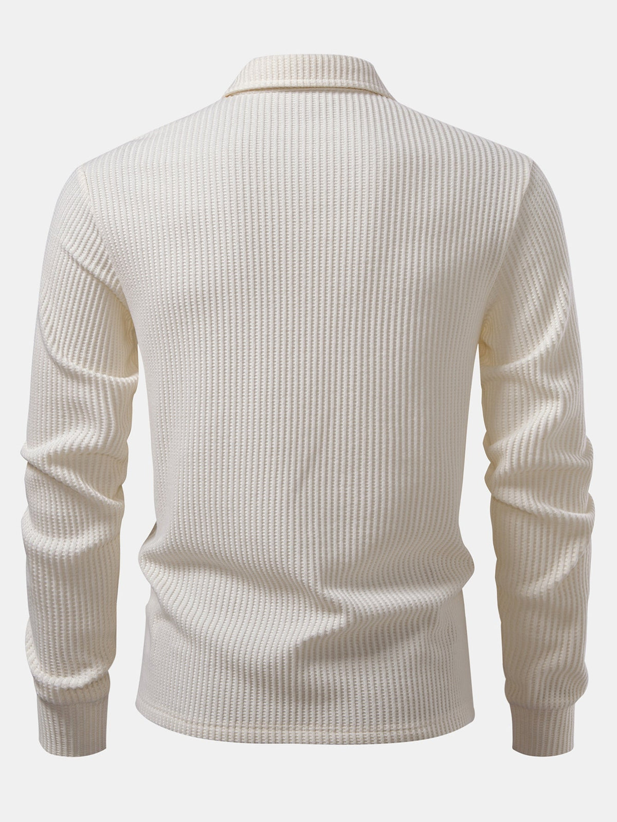 Men’s Waffle Polo Shirt with Long Sleeves – Textured Smart Casual Layer